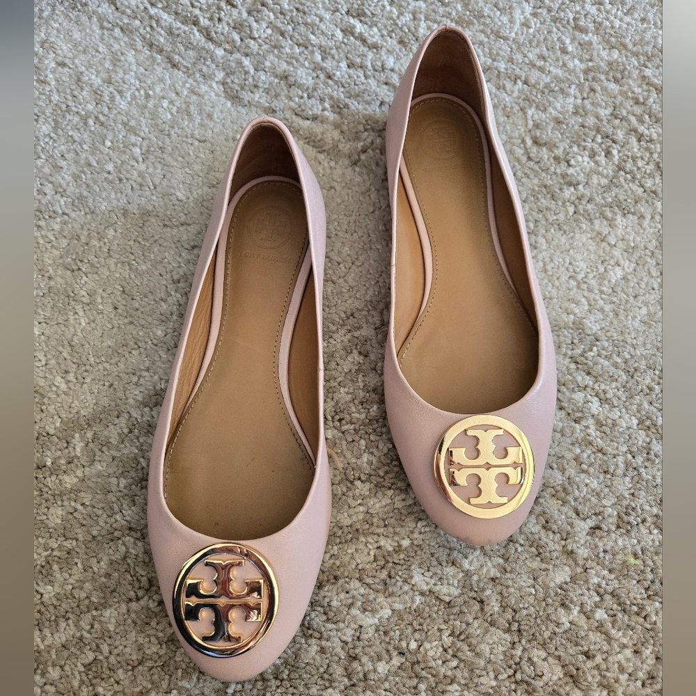 Tory Burch Benton 2 Ballet Flats Sea Shell Pink Size 7.5